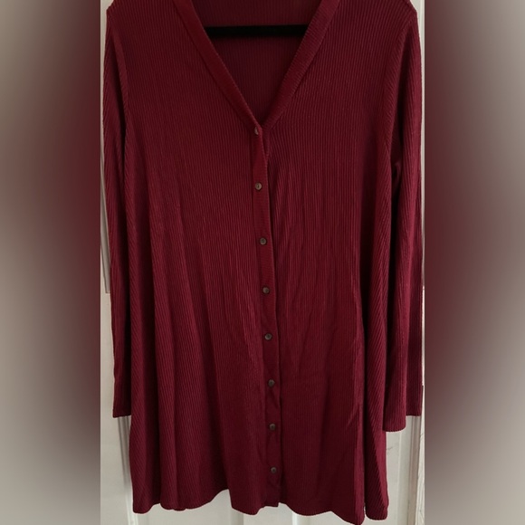 LULUS RED Ribbed Lightweight Cardigan Dress, Size M - Picture 3 of 10
